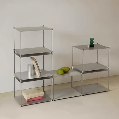 Modular Stainless Steel Shelf — Minimalist Stackable Cube Storage