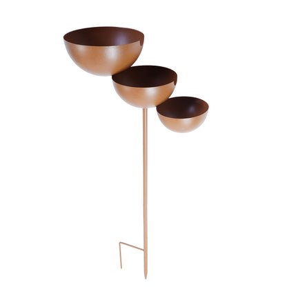 3-Tier Bird Bath Garden Stake, Cascading Metal Bird Water Bowl Feeder