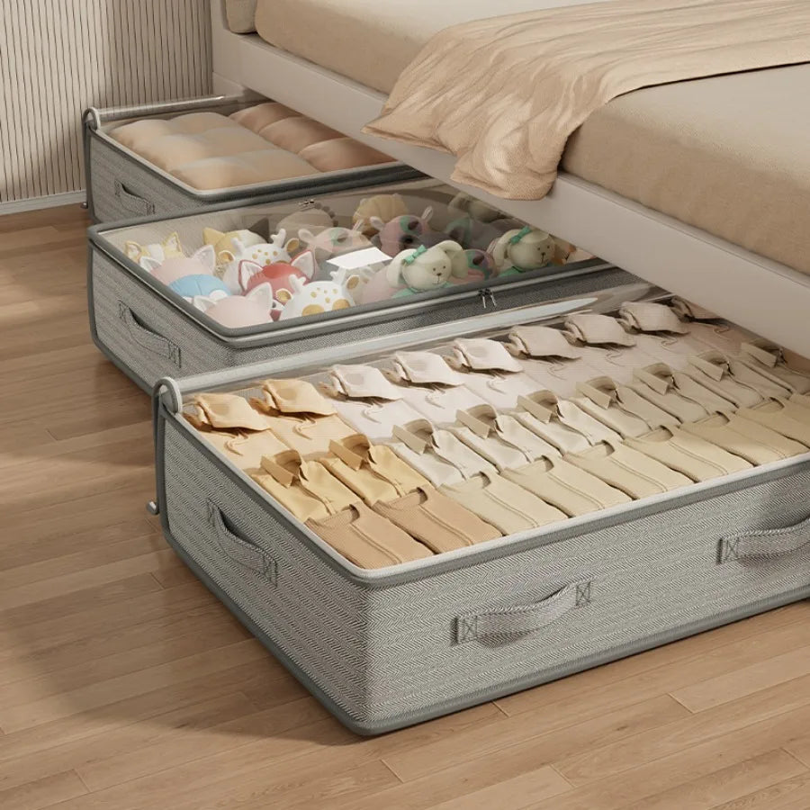 Under Bed Storage Containers with Lids, Foldable Organizer Bins