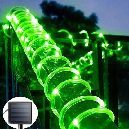 Solar Rope Lights Outdoor Waterproof LED String for Garden Deck Fence