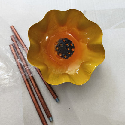 Handcrafted Metal Poppy Flower Garden Stake - Iron Floral Yard Decor