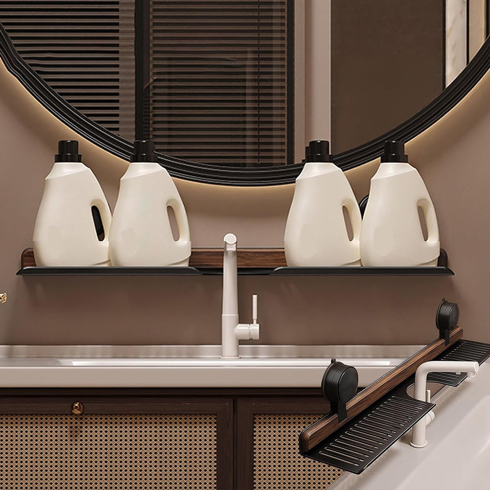 No-Drill Suction Faucet Shelf — Bathroom & Kitchen Sink Organizer