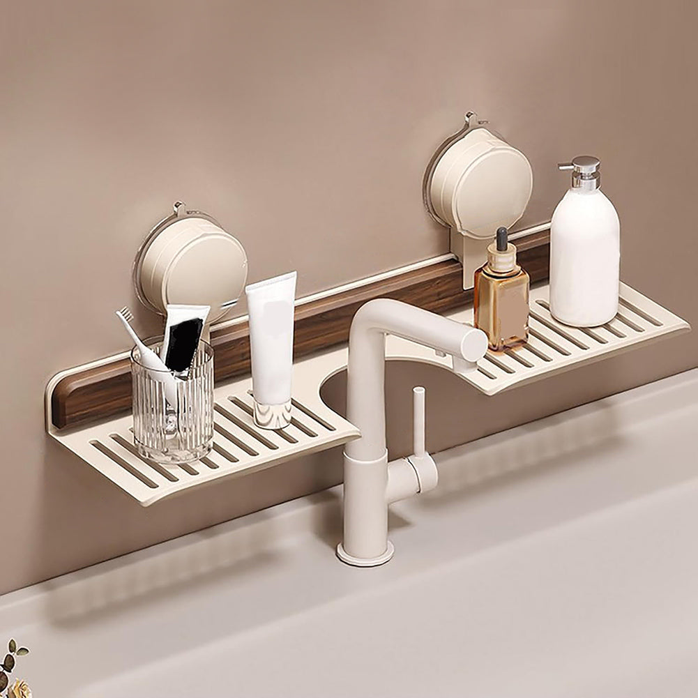 No-Drill Suction Faucet Shelf — Bathroom & Kitchen Sink Organizer