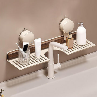 No-Drill Suction Faucet Shelf — Bathroom & Kitchen Sink Organizer