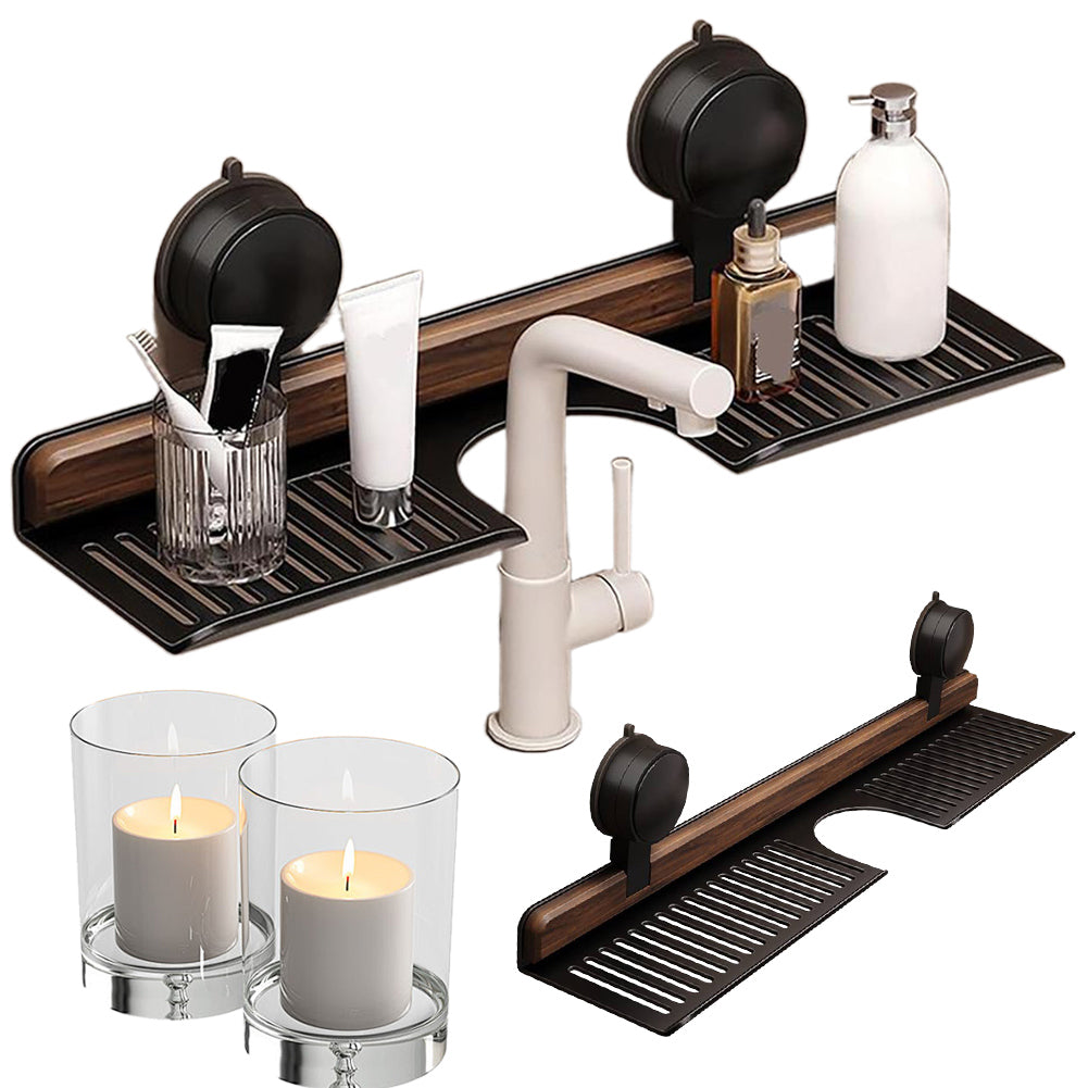 No-Drill Suction Faucet Shelf — Bathroom & Kitchen Sink Organizer