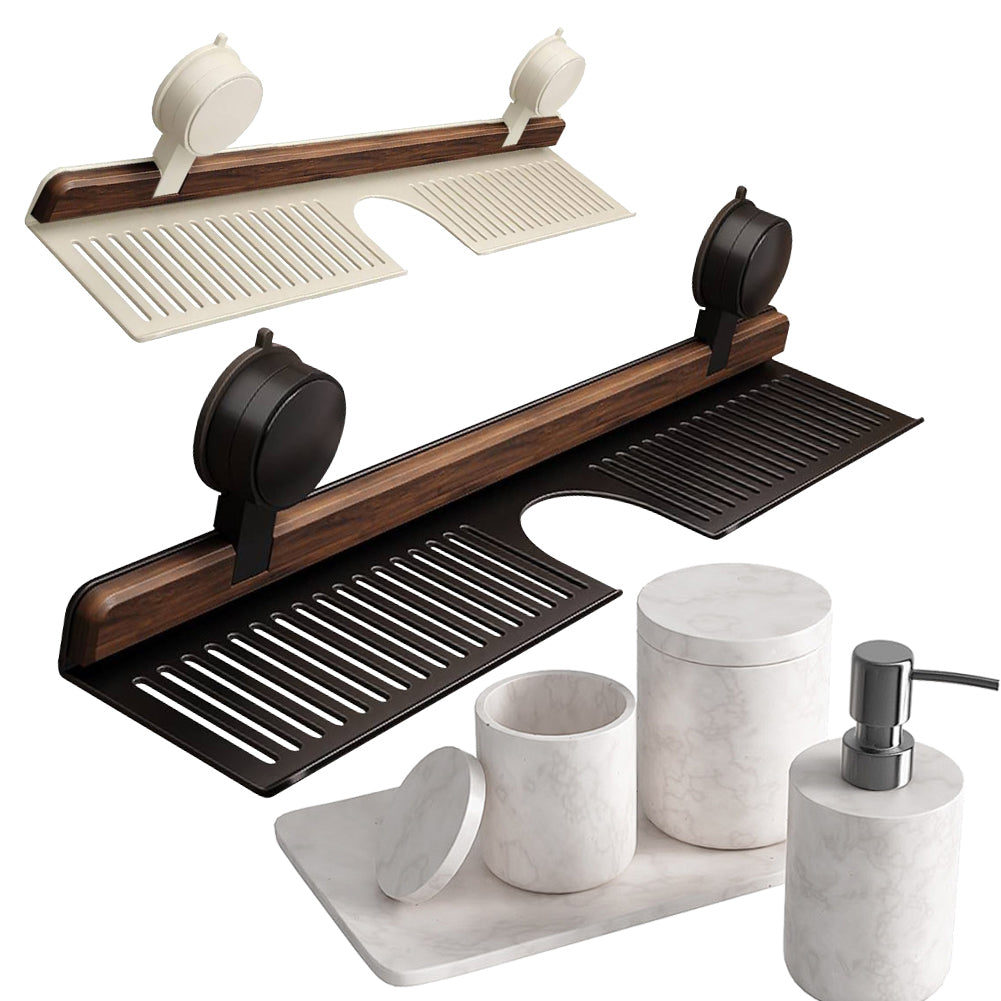 No-Drill Suction Faucet Shelf — Bathroom & Kitchen Sink Organizer