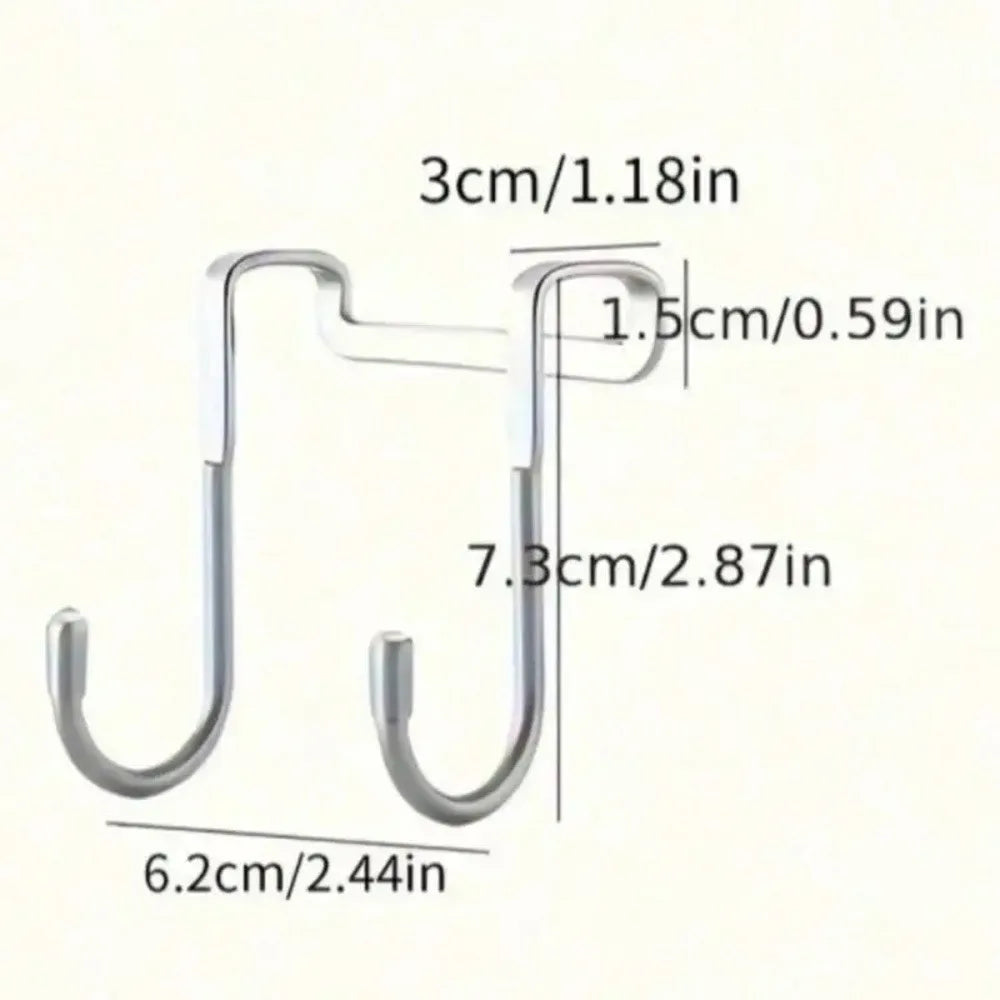 Seamless Double Hook Over Cabinet Door Hanger for Kitchen and Bath