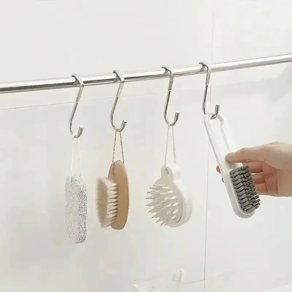 Seamless Double Hook Over Cabinet Door Hanger for Kitchen and Bath