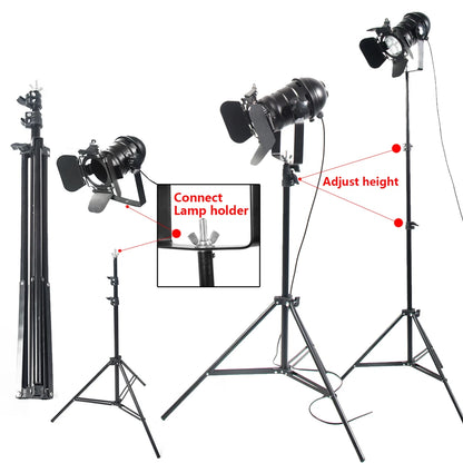 Industrial Tripod Floor Lamp, Retro Studio Spotlight Black Stand