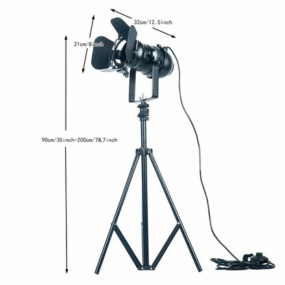 Industrial Tripod Spotlight Floor Lamp in Matte Black