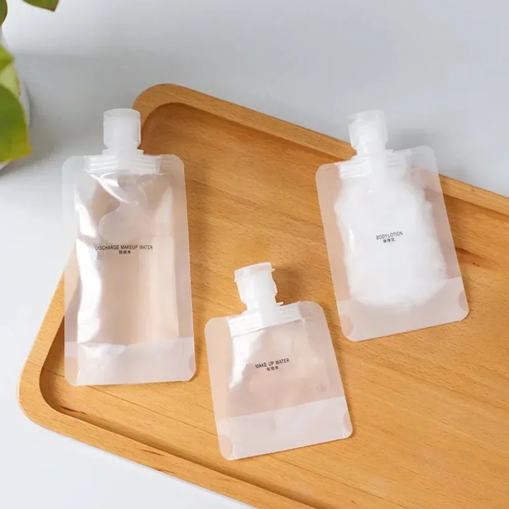 Refillable Travel Squeeze Bottles — 5× Leak-Proof Pouches for Shampoo, Lotion & Toiletries