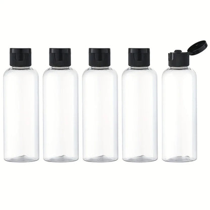 Refillable Travel Bottles with Flip Caps — 5-Pack Clear Squeeze Bottles for Toiletries