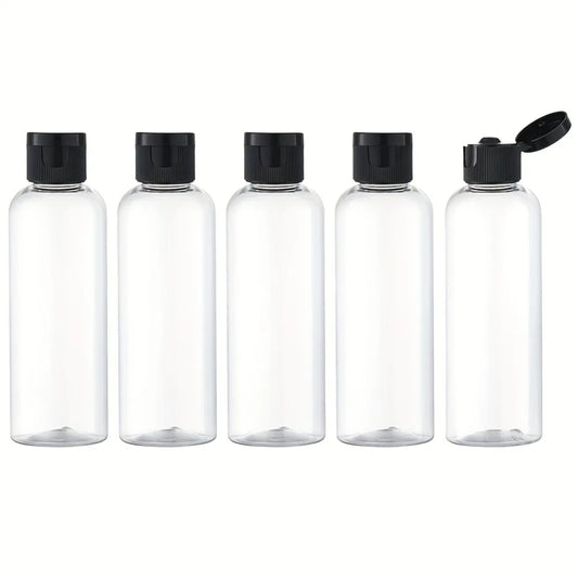 Refillable Travel Bottles with Flip Caps — 5-Pack Clear Squeeze Bottles for Toiletries