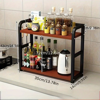 2-Tier Metal Countertop Shelf Space-Saving Spice Organizer