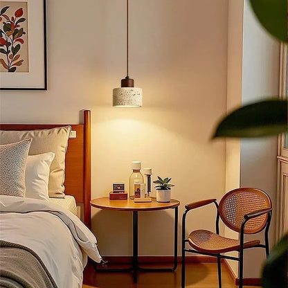 Japanese Style Travertine Pendant Light for Bedroom