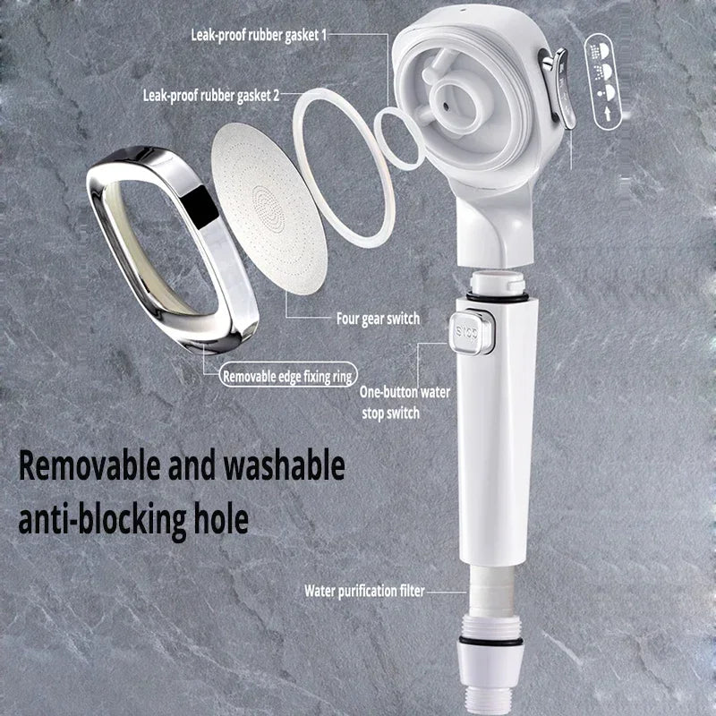 High-Pressure Handheld Shower Head 3 Modes Water-Saving