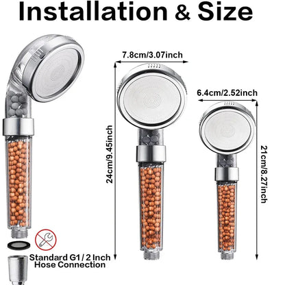 Filtered High-Pressure Handheld Shower Head with Mineral Beads