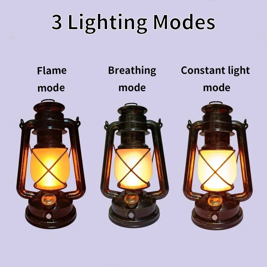 Vintage Rechargeable Lantern Portable Camping Light for Indoor Outdoor