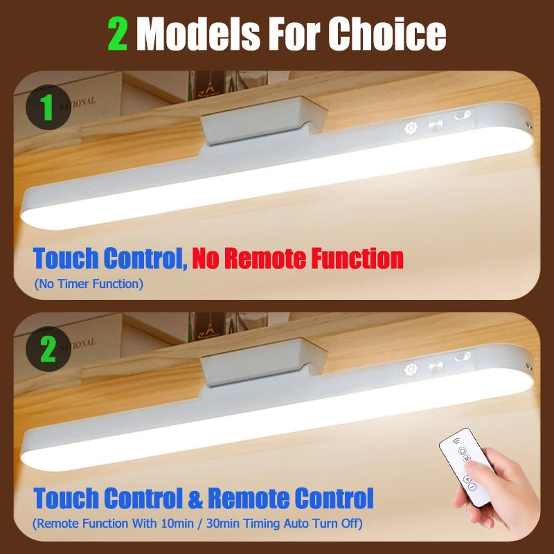 Magnetic LED Desk Lamp, USB Rechargeable Three-Color Light Bar