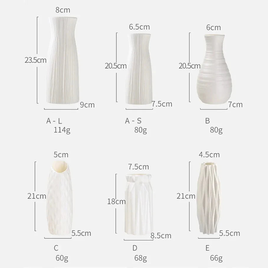 Nordic Plastic Flower Vase, Modern Minimalist Decor Bottle