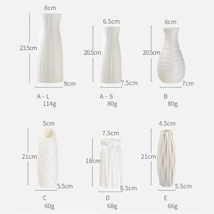 Nordic Plastic Flower Vase, Modern Minimalist Decor Bottle