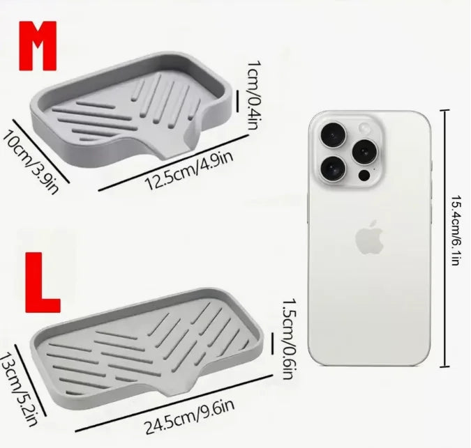 Silicone Sink Tray with Drain for Soap and Sponge Storage