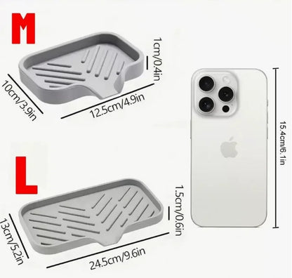 Silicone Sink Tray with Drain for Soap and Sponge Storage