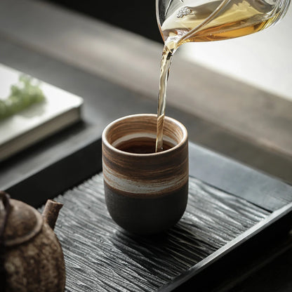 Japanese Ceramic Tea Cups, Stoneware Glazed Mug Set 130ml