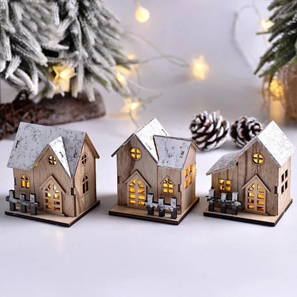 Light-Up Wooden Christmas House, LED Holiday Cabin Decoration
