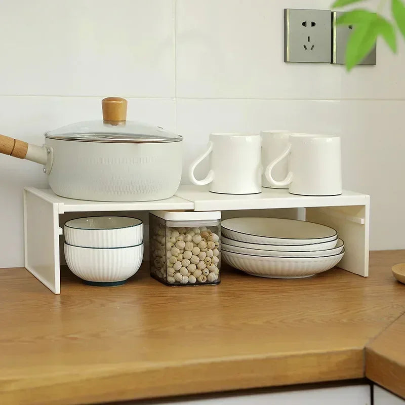 Stretchable Cabinet Shelf Organizer for Kitchen Storage