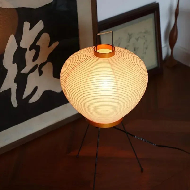 Rice Paper Lantern Floor Lamp with Tripod Stand