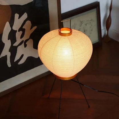 Rice Paper Lantern Floor Lamp with Tripod Stand