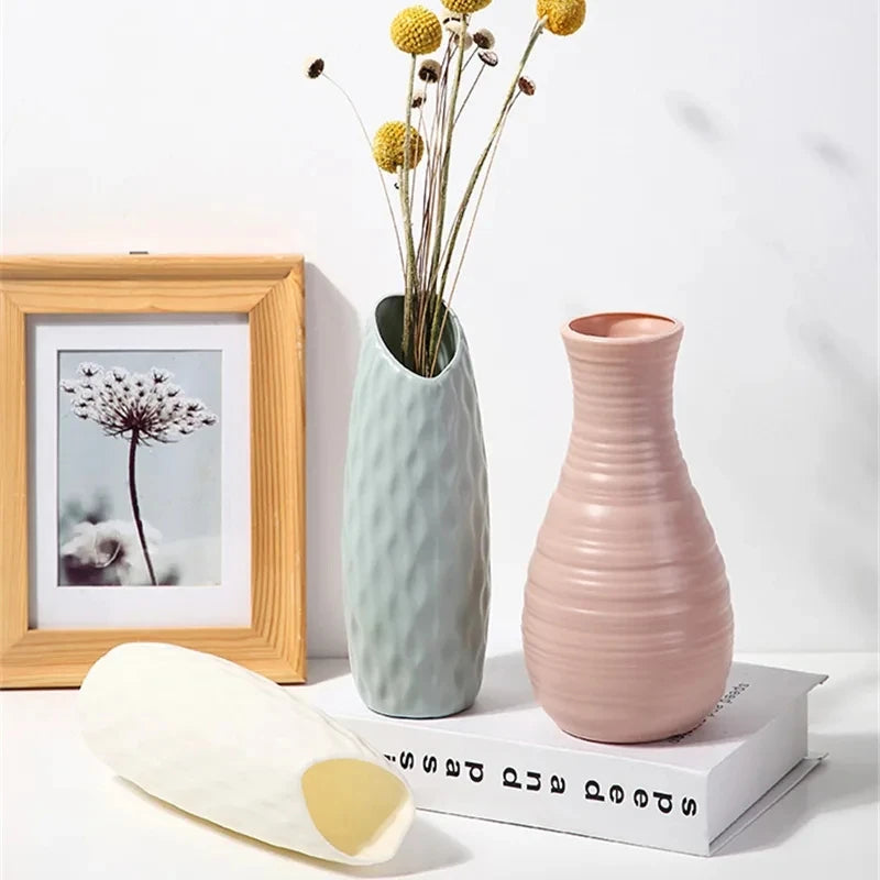 Nordic Plastic Flower Vase, Modern Minimalist Decor Bottle