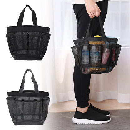 Mesh beach caddy organizer with 8 exterior bottle pockets