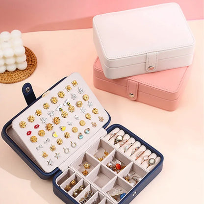 PU Leather Travel Jewelry Box — Portable Necklace & Earring Storage Case for Women