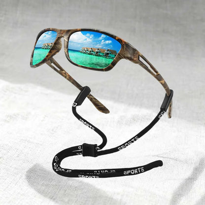 Patterned Sunglasses with Chain — Sport Shades for Women for Driving, Fishing & Cycling