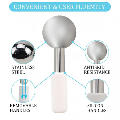 Stainless Steel Ice Globes for Face & Eyes — 2-Piece Cooling Cryo Facial Massagers