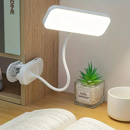 Clip-On LED Desk Lamp USB Rechargeable Dual-Head Reading Light