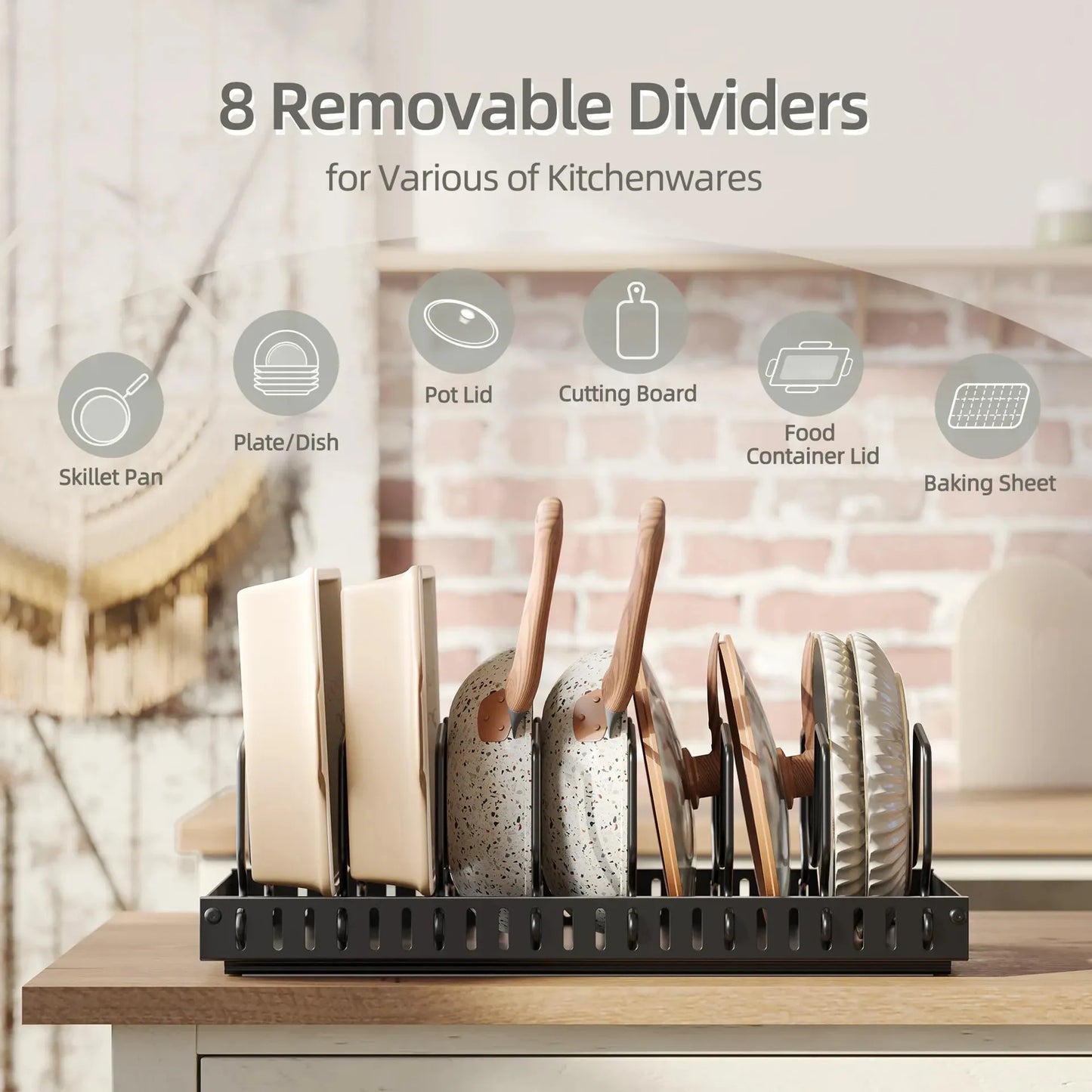 Expandable Pull-Out Pot Pan and Lid Organizer Rack