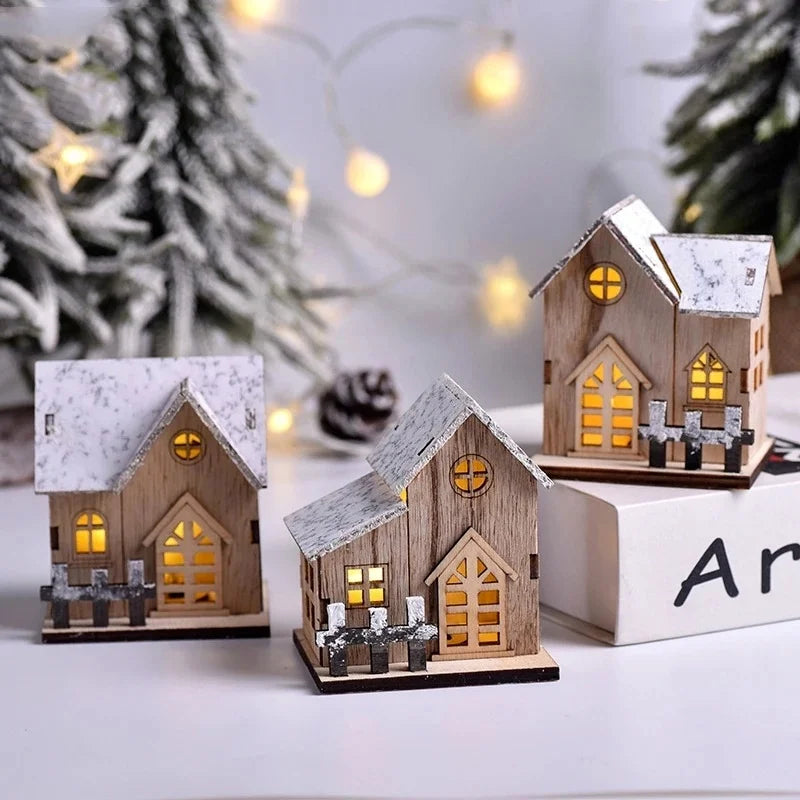 Light-Up Wooden Christmas House, LED Holiday Cabin Decoration