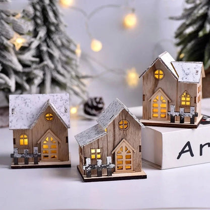Light-Up Wooden Christmas House, LED Holiday Cabin Decoration