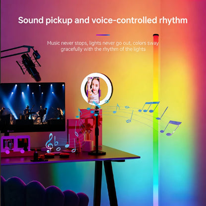 120cm RGB LED Corner Floor Lamp with Sound-Reactive Ambient Light