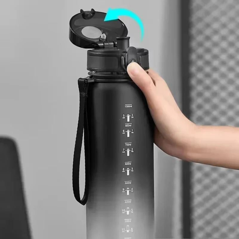 Large 1 Liter Sports Water Bottle — Portable Leak-Proof Hydration Bottle for Women