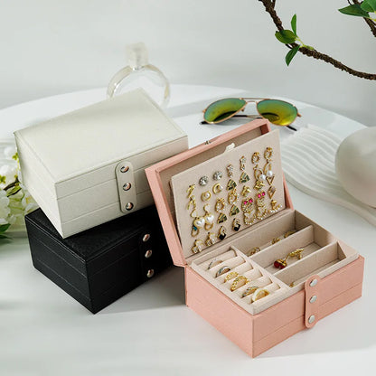 PU Leather Travel Jewelry Box — Portable Necklace & Earring Storage Case for Women