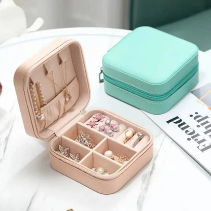 Portable Travel Jewelry Box — Compact Organizer Case for Rings, Earrings & Necklaces