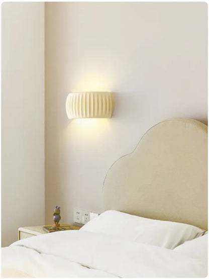 Wabi-Sabi Fluted Wall Sconce, Plaster-Look Resin Up/Down Light