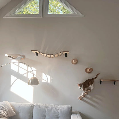 Wall-Mounted Cat Climbing Shelf 4-Step Stairway With Sisal