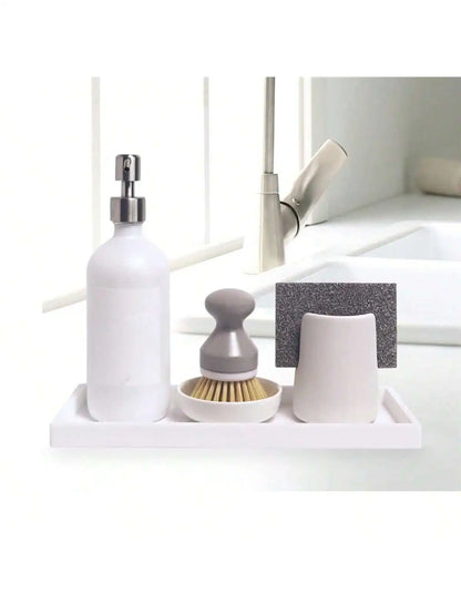 Silicone Bathroom Tray Vanity Organizer for Soap & Jewelry
