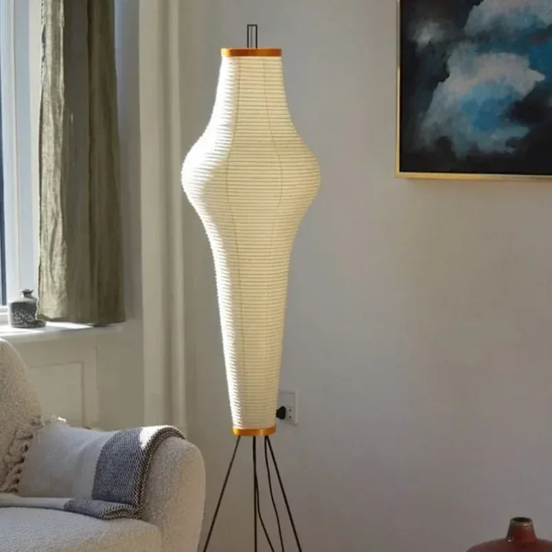 Rice Paper Lantern Floor Lamp with Tripod Stand