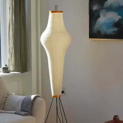 Rice Paper Lantern Floor Lamp with Tripod Stand
